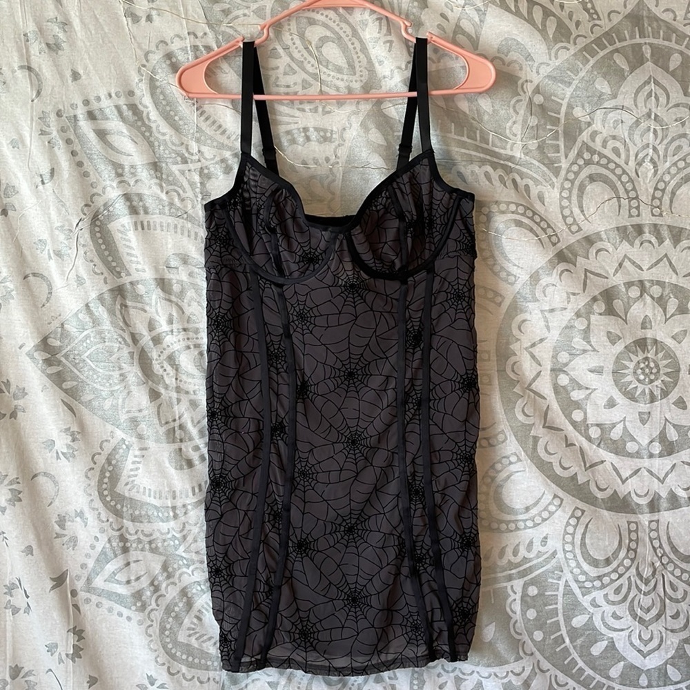 TORRID Underwire Chemise - Mesh Webs Black